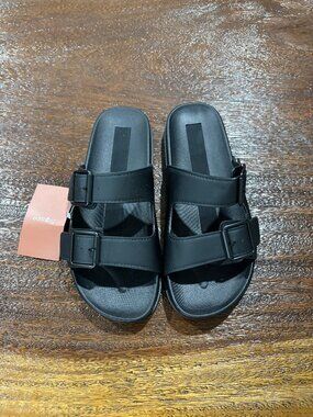 NWT NEW Men's Earthing Aspen Grounding Buckle Slide Sandals Black sz 9